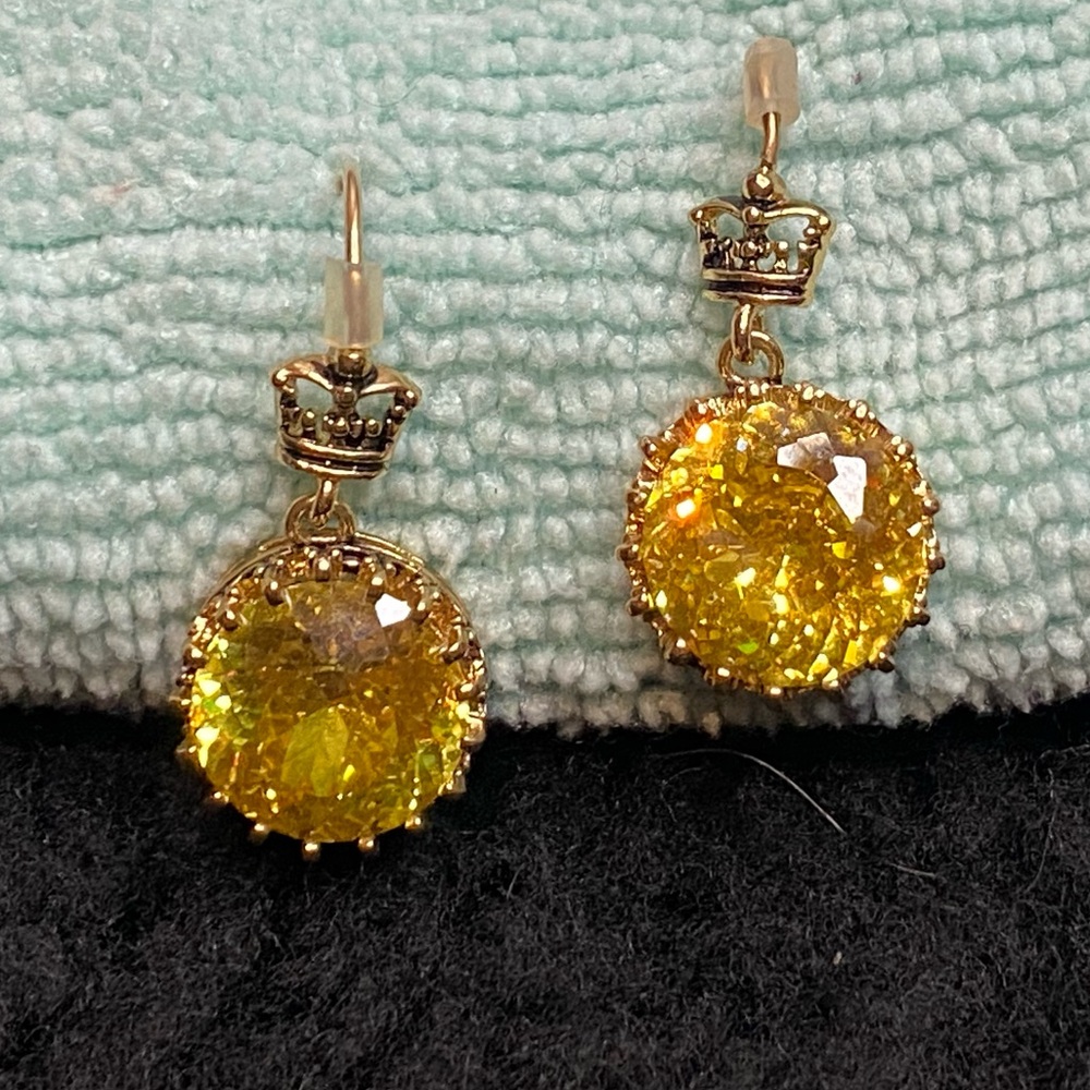 Juicy Couture Gold Crown Yellow Earrings